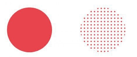 Red circle and dotted red circle design.